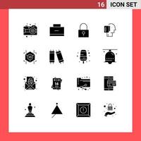 16 iconos creativos signos y símbolos modernos de la lista de bloqueo de notas de cubo comienzan elementos de diseño vectorial editables vector