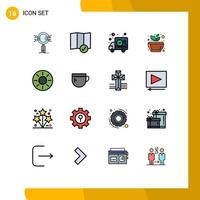 Universal Icon Symbols Group of 16 Modern Flat Color Filled Lines of fruit spa delivery calm grinding Editable Creative Vector Design Elements