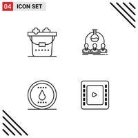 Set of 4 Modern UI Icons Symbols Signs for clean nature labortary experiment water Editable Vector Design Elements