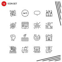 colección de 16 iconos vectoriales en estilo de línea símbolos de contorno perfecto de píxel para signos de icono de línea web y móvil sobre fondo blanco 16 iconos vector