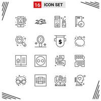 16 Icons Line Style Grid Based Creative Outline Symbols for Website Design Simple Line Icon Signs Isolated on White Background 16 Icon Set vector