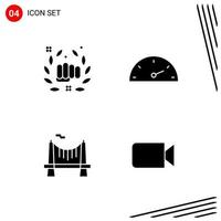 Collection of 4 Vector Icons in solid style Pixle Perfect Glyph Symbols for Web and Mobile Solid Icon Signs on White Background 4 Icons