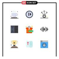 Set of 9 Modern UI Icons Symbols Signs for present free connection wallet fashion Editable Vector Design Elements