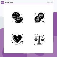 Universal Icon Symbols Group of 4 Modern Solid Glyphs of football heart hobby messages sewing Editable Vector Design Elements