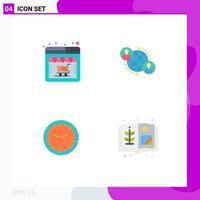 4 User Interface Flat Icon Pack of modern Signs and Symbols of online clock online store user time Editable Vector Design Elements