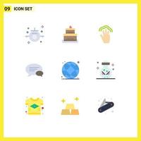 Set of 9 Vector Flat Colors on Grid for education chatting gestures message chat Editable Vector Design Elements