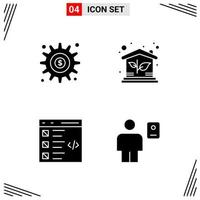 4 Icons Solid Style Grid Based Creative Glyph Symbols for Website Design Simple Solid Icon Signs Isolated on White Background 4 Icon Set vector