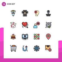 Flat Color Filled Line Pack of 16 Universal Symbols of cobra up electric mind human Editable Creative Vector Design Elements