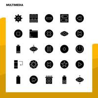 25 Multimedia Icon set Solid Glyph Icon Vector Illustration Template For Web and Mobile Ideas for business company