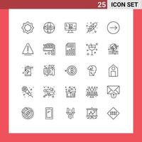 Mobile Interface Line Set of 25 Pictograms of danger right marketing transfer cold Editable Vector Design Elements