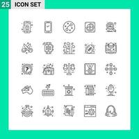 Set of 25 Modern UI Icons Symbols Signs for html computer iphone hardware virus Editable Vector Design Elements