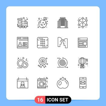 Pack of 16 creative Outlines of user design address cube cube Editable Vector Design Elements