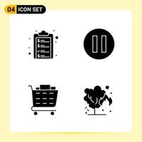 4 Creative Icons for Modern website design and responsive mobile apps 4 Glyph Symbols Signs on White Background 4 Icon Pack vector