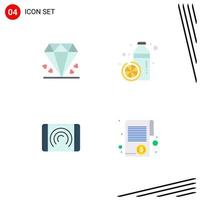 User Interface Pack of 4 Basic Flat Icons of diamond interaction mother healthy touch Editable Vector Design Elements