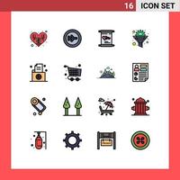 conjunto de 16 iconos de interfaz de usuario modernos signos de símbolos para la optimización de archivos filtro de engranajes de amor elementos de diseño de vectores creativos editables