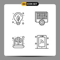 4 Black Icon Pack Outline Symbols Signs for Responsive designs on white background 4 Icons Set vector