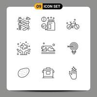 Pictogram Set of 9 Simple Outlines of namaz islam bike protect love Editable Vector Design Elements