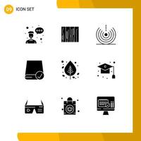 Universal Icon Symbols Group of 9 Modern Solid Glyphs of devices computers wood wifi drop Editable Vector Design Elements