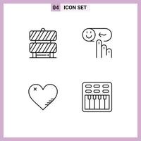 Modern Set of 4 Filledline Flat Colors and symbols such as barrier heart working area help like Editable Vector Design Elements