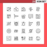 25 Icon Pack Line Style Outline Symbols on White Background Simple Signs for general designing vector