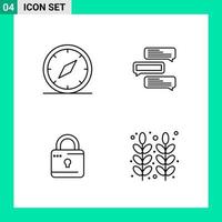 Pack of 4 Line Style Icon Set Outline Symbols for print Creative Signs Isolated on White Background 4 Icon Set