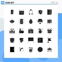 Set of 25 Modern UI Icons Symbols Signs for data recognition headphone human binary Editable Vector Design Elements