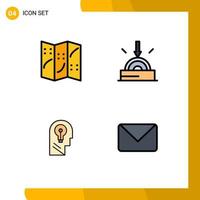 4 Creative Icons Modern Signs and Symbols of map idea business technology think Editable Vector Design Elements