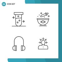 Vector Pack of 4 Outline Symbols Line Style Icon Set on White Background for Web and Mobile