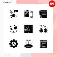 Vector Pack of 9 Icons in Solid Style Creative Glyph Pack isolated on White Background for Web and Mobile