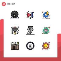 9 Creative Icons Modern Signs and Symbols of efficiency ink settings freeform funnel Editable Vector Design Elements