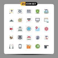 grupo de símbolos de icono universal de 25 colores planos modernos de protección de hotel mezclador escudo euro elementos de diseño vectorial editables vector