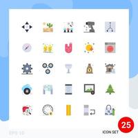 25 concepto de color plano para sitios web móviles y aplicaciones espacio coordina equipo herramienta perforar elementos de diseño vectorial editables vector