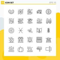 Collection of 25 Universal Line Icons Icon Set for Web and Mobile vector