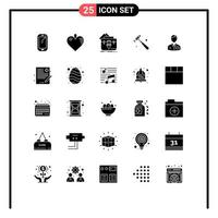 25 iconos creativos, signos y símbolos modernos de herramientas de botones, portafolios, maletín de construcción, elementos de diseño vectorial editables vector