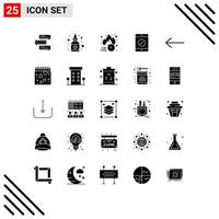 Modern Set of 25 Solid Glyphs Pictograph of left mobile medicine complete hot Editable Vector Design Elements