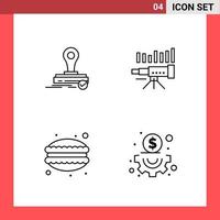 4 Icon Pack Line Style Outline Symbols on White Background Simple Signs for general designing vector