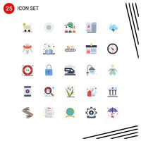 25 User Interface Flat Color Pack of modern Signs and Symbols of space ship moon meeting time lightning science Editable Vector Design Elements