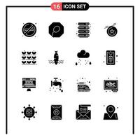 Set of 16 Solid Style Icons for web and mobile Glyph Symbols for print Solid Icon Signs Isolated on White Background 16 Icon Set vector