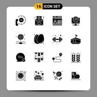 16 Universal Solid Glyph Signs Symbols of location computer news compass design Editable Vector Design Elements