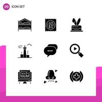 Stock Vector Icon Pack of 9 Line Signs and Symbols for chat tower cack canada architecture and city Editable Vector Design Elements