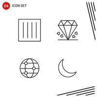 Collection of 4 Vector Icons in Line style Pixle Perfect Outline Symbols for Web and Mobile Line Icon Signs on White Background 4 Icons