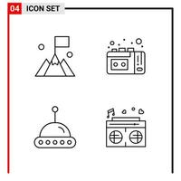 4 General Icons for website design print and mobile apps 4 Outline Symbols Signs Isolated on White Background 4 Icon Pack vector