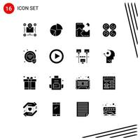 Editable Vector Line Pack of 16 Simple Solid Glyphs of donut jigsaw finance component app Editable Vector Design Elements