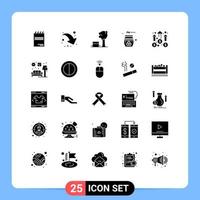 Pictogram Set of 25 Simple Solid Glyphs of business relaxation nature honey cosmetics Editable Vector Design Elements