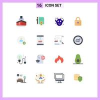 16 Thematic Vector Flat Colors and Editable Symbols of security computing documents louck frankenstein Editable Pack of Creative Vector Design Elements