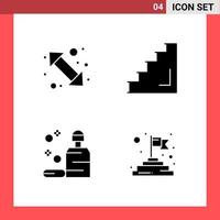 4 Icon Pack Solid Style Glyph Symbols on White Background Simple Signs for general designing vector