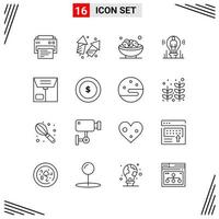 16 iconos estilo de línea basados en cuadrícula símbolos de esquema creativos para el diseño de sitios web signos de icono de línea simple aislados en fondo blanco conjunto de 16 iconos vector