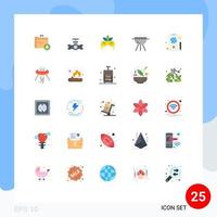 Pictogram Set of 25 Simple Flat Colors of dollar mobile mask cook barbecue Editable Vector Design Elements