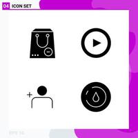 Solid Icon set Pack of 4 Glyph Icons isolated on White Background for Web Print and Mobile vector