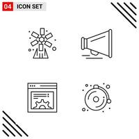 Pixle Perfect Set of 4 Line Icons Outline Icon Set for Webite Designing and Mobile Applications Interface vector